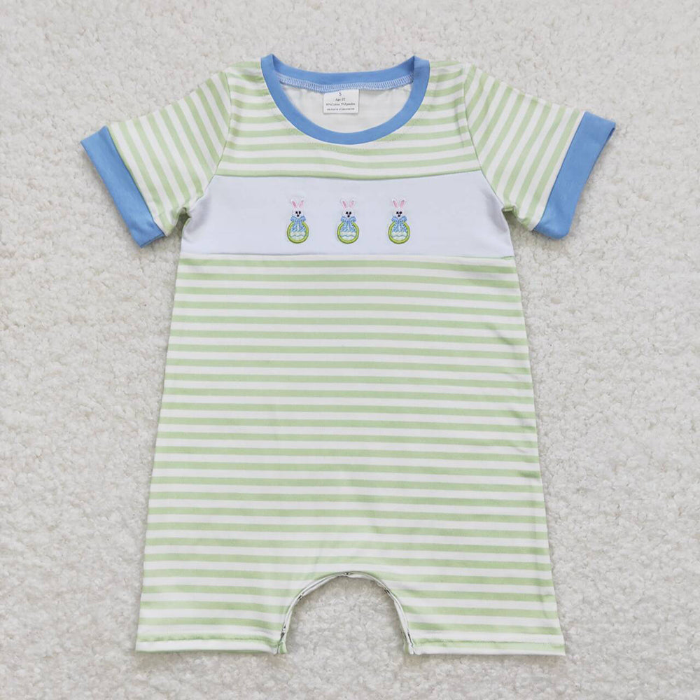 Baby Infant Boys Easter Rabbit Eggs Short Sleeve Rompers