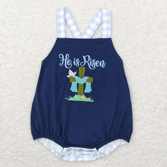 Baby Infant Boys Easter He Is Risen Bubble Rompers