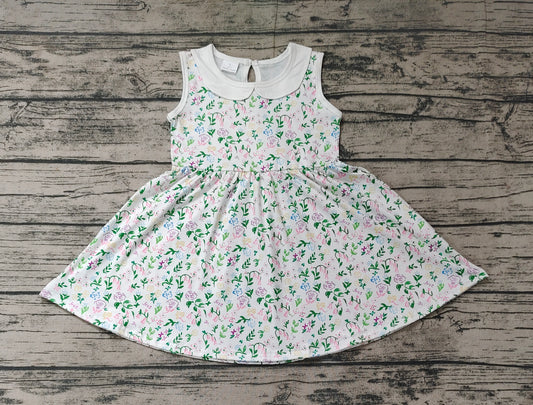 Baby Girls Green Floral Pink Spring Sleeveless Knee Length Dresses