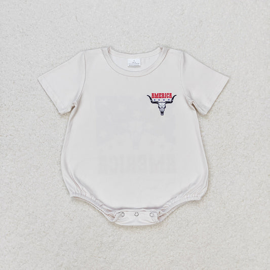 Baby Infant Boys Cow 4th Of July Short Sleeve Rompers