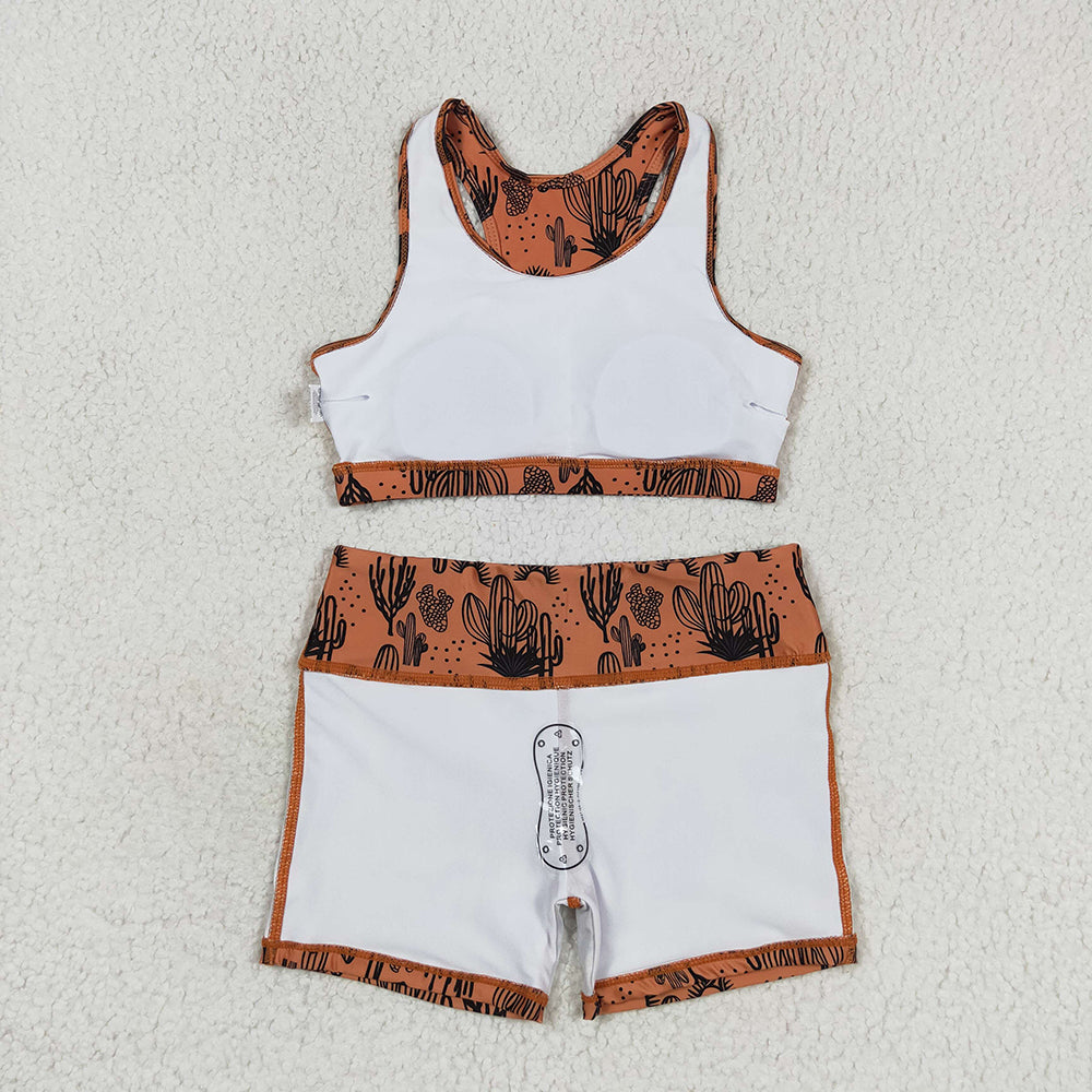 Baby Girls Cactus Brown Crop Tops Shorts Clothes Sets