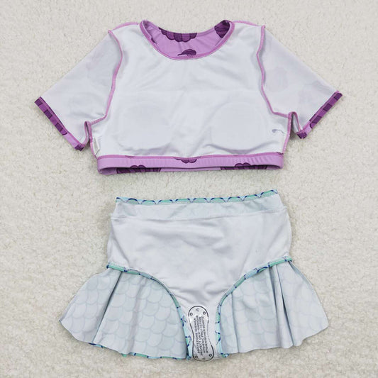 Baby Infant Girls Mermaid Scale Shirt Skirt 2pcs Swimsuits