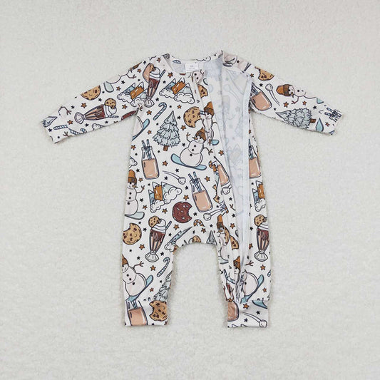 Baby Toddler Infant Christmas Snowman Long Sleeve Zip Rompers