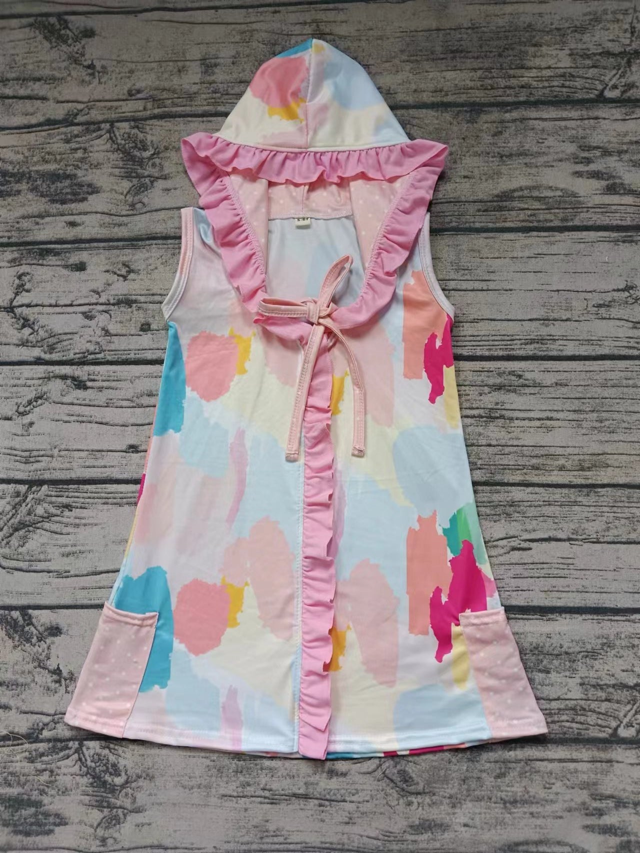 Baby Girls Tie Dye Hooded Knee Length Cover Up Preorder(moq 5)