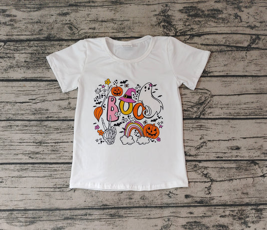 Baby Girls Halloween Boo Rainbow Short Sleeve Shirts Tops