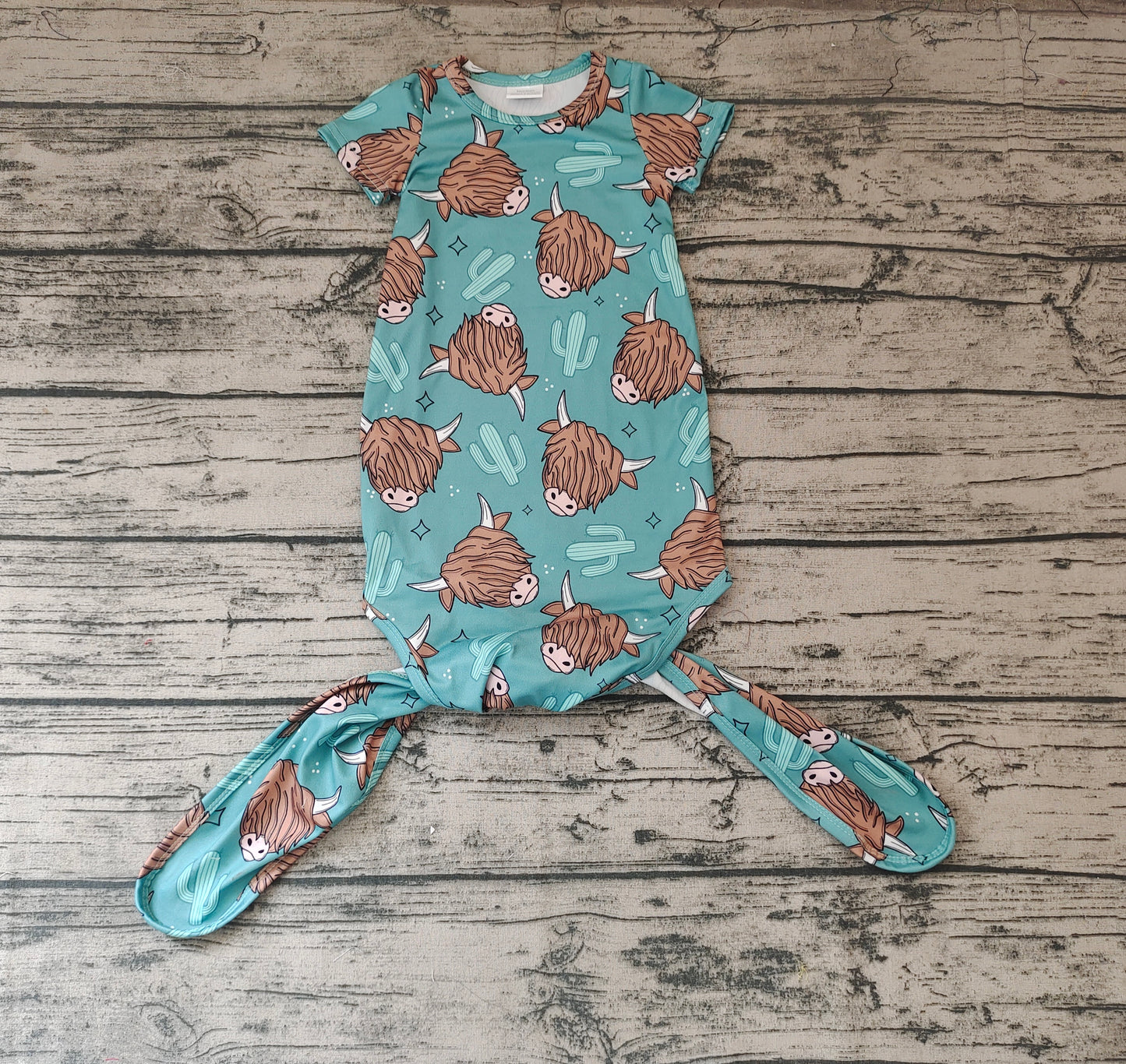 Baby Newborn Boys Highland Cows Western Short Sleeve Gowns