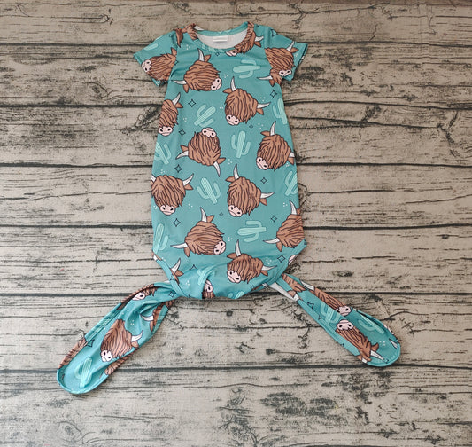 Baby Newborn Boys Highland Cows Western Short Sleeve Gowns