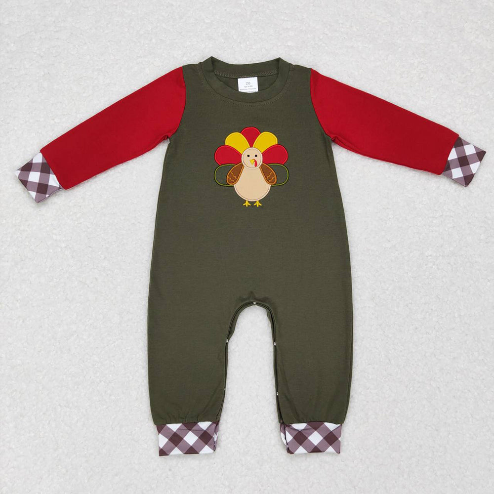 Baby Boys Thanksgiving Turkey Long Sleeve Rompers
