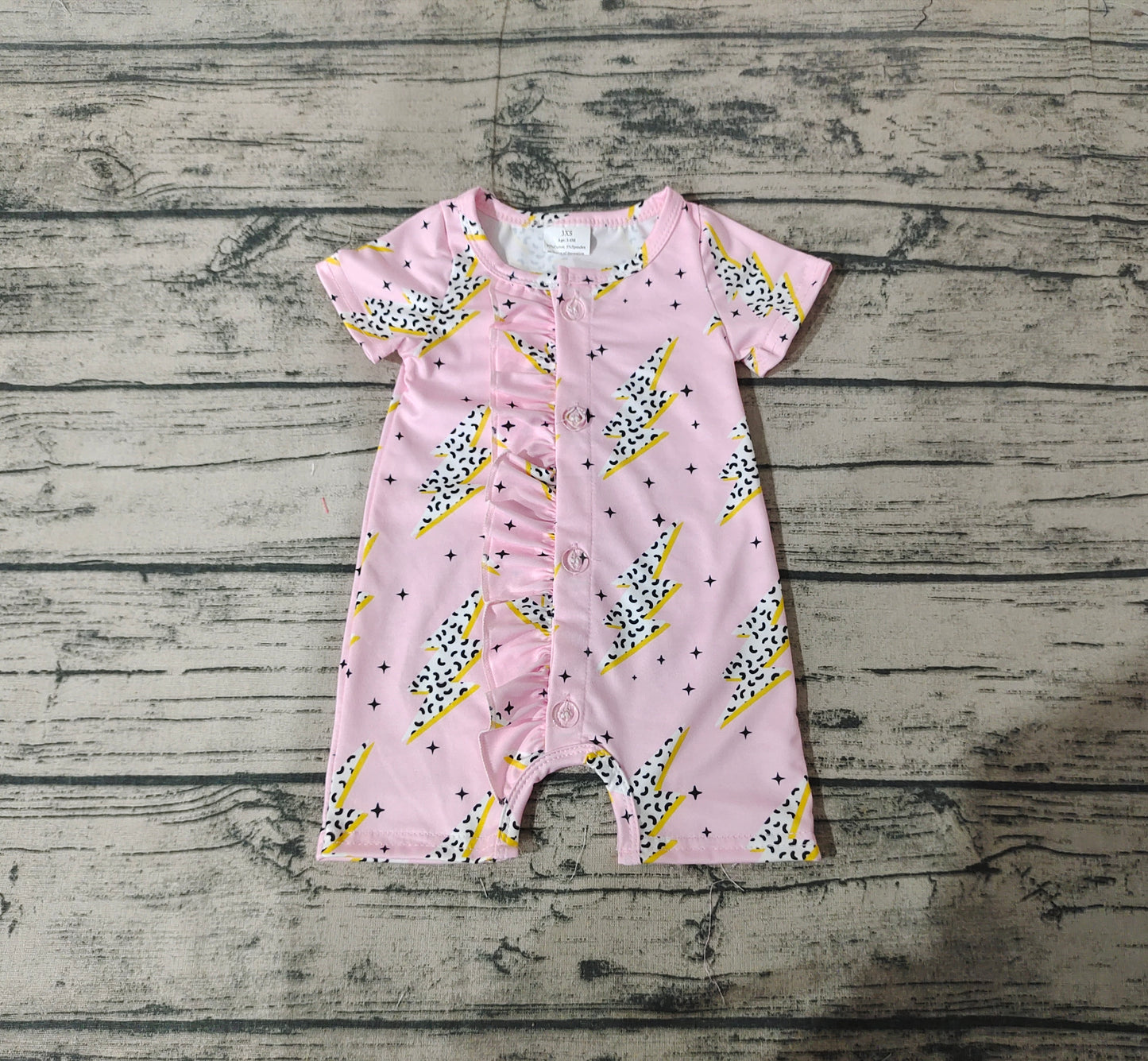 Baby Girls Ruffle Thunder Western Short Sleeve Rompers