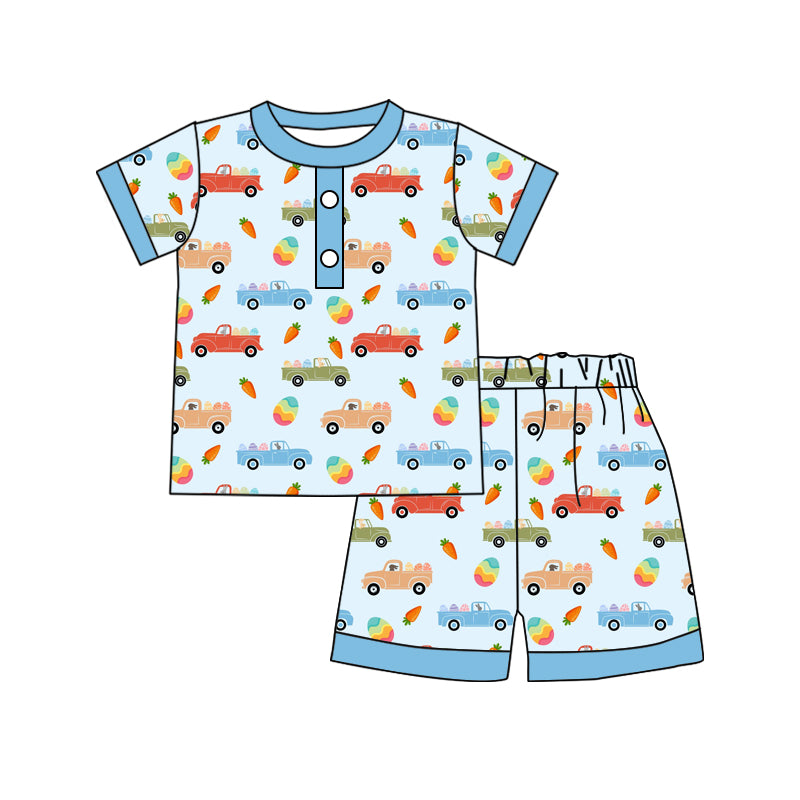 Baby Boys Easter Carrot Short Sleeve Tee Shirt Shorts Pajamas Clothing Sets Preorder(moq 5)