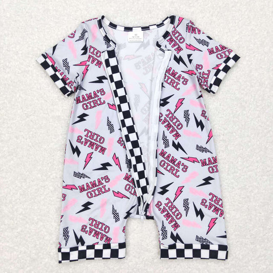 Baby Infant Girls Mama's Girl Zip Short Sleeve Rompers