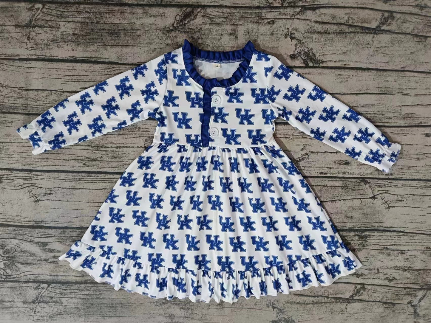 Baby Girls Team Blue Words Knee Length Gowns Dresses preorder(moq 5)