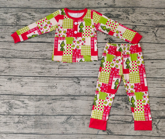 Baby Boys Christmas Green Red Tops Pants Pajamas Clothes Sets