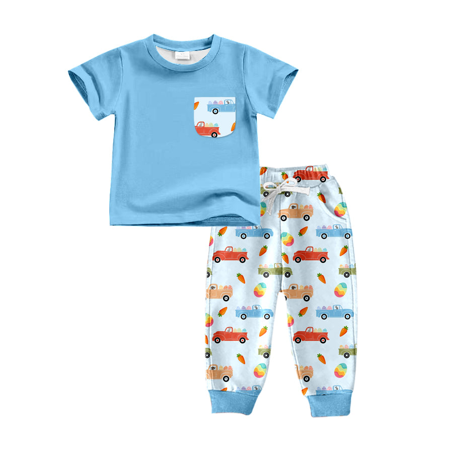 Baby Boys Easter Carrot Short Sleeve Tee Shirt Pants Clothing Sets Preorder(moq 5)