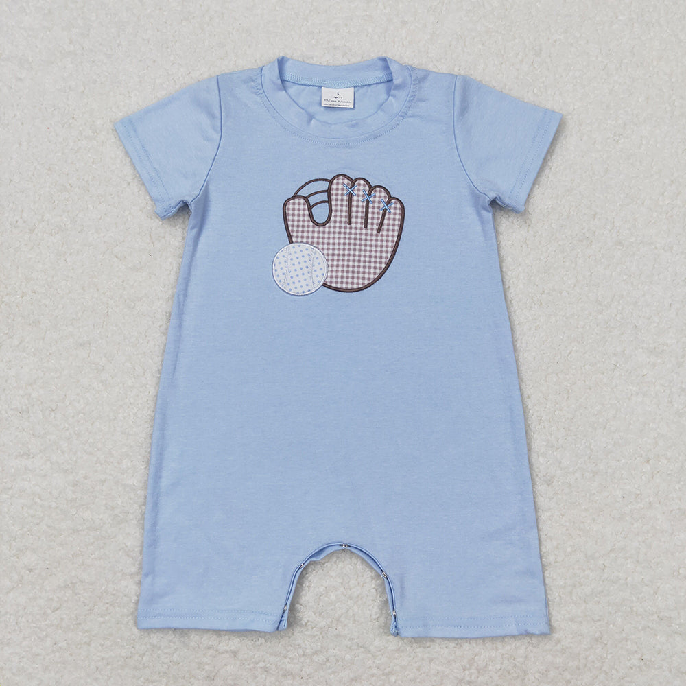 Baby Infant Boys Baseball Blue Short Sleeve Summer Rompers