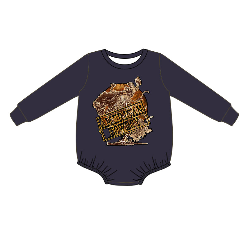 Baby Infant Boys Western American Cowboy Long Sleeve Rompers preorder