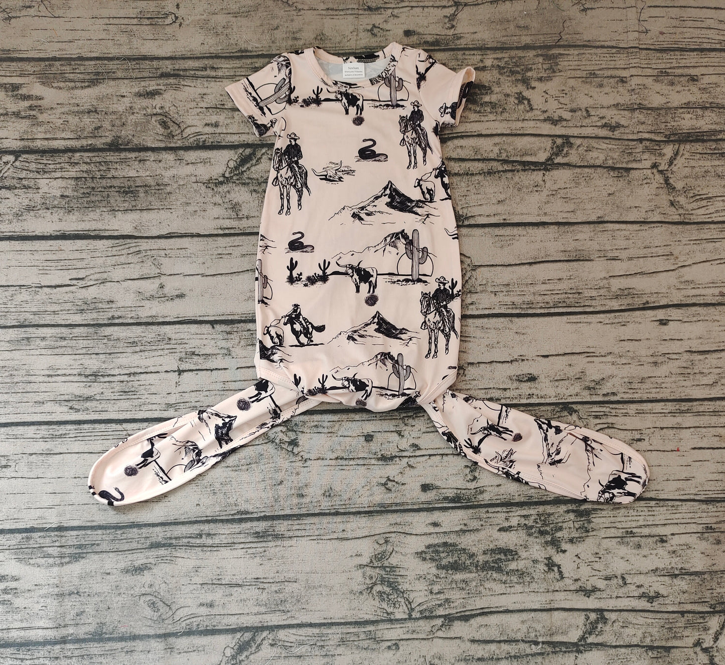 Baby Newborn Boys Western Short Sleeve Rodeo Gowns