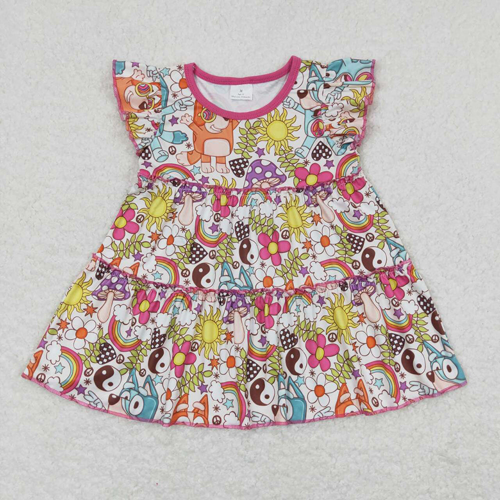 Baby Girls Dog Pink Flutter Sleeve Tunic Tops