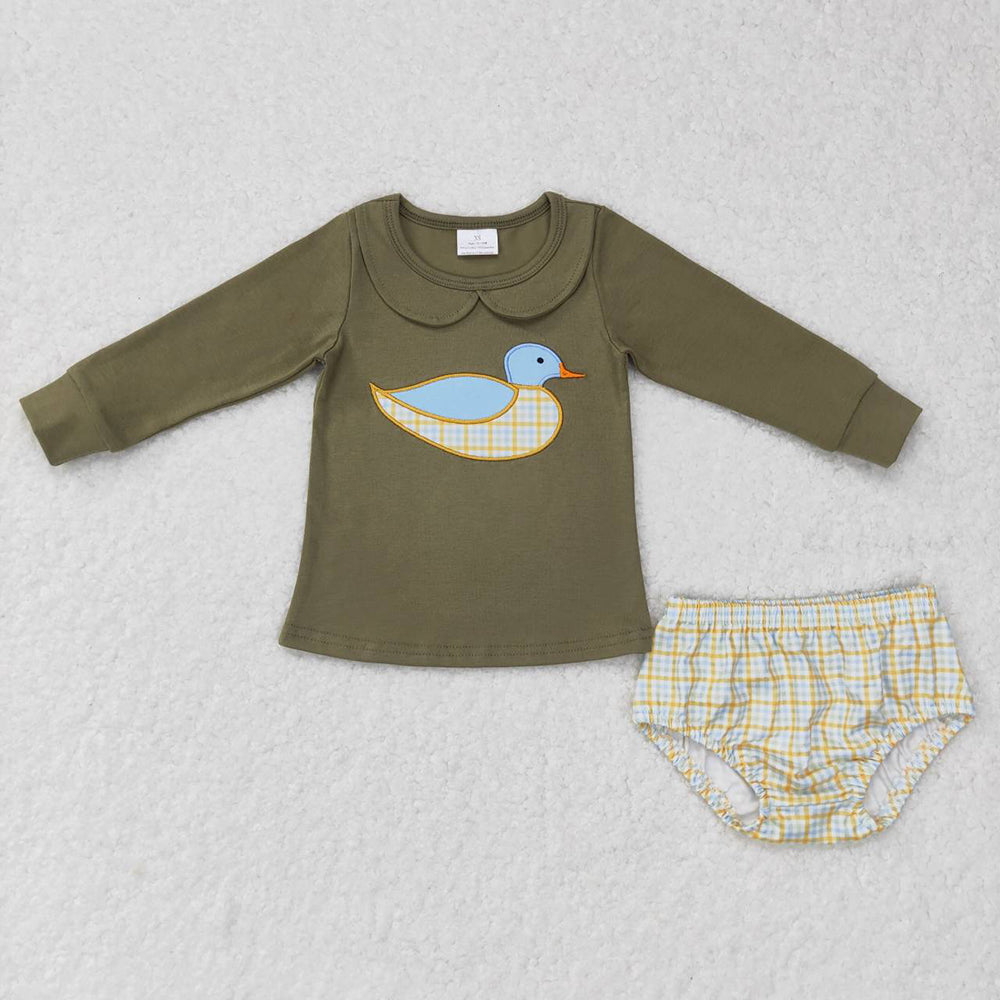 Baby Girls Duck Top Gingham Bummie Sets