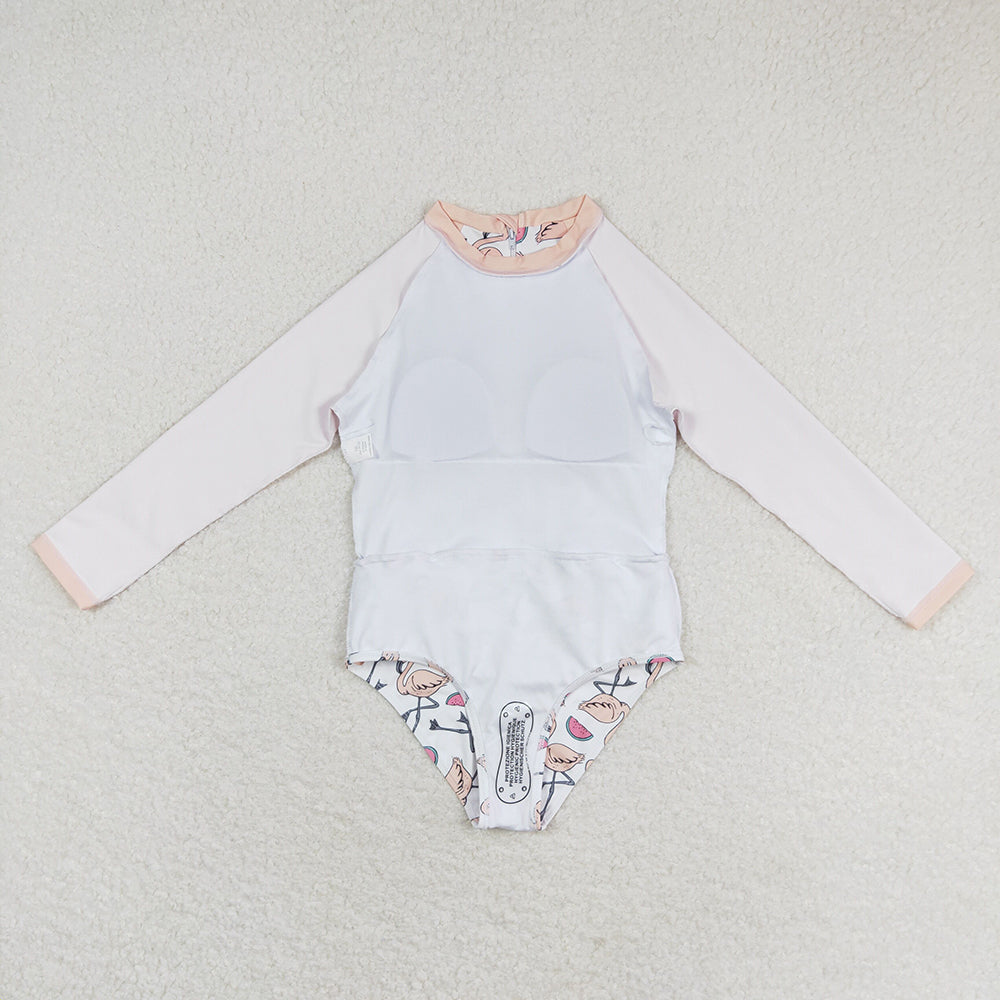 Baby Girls Flamingo Long Sleeve Pink Swimsuits