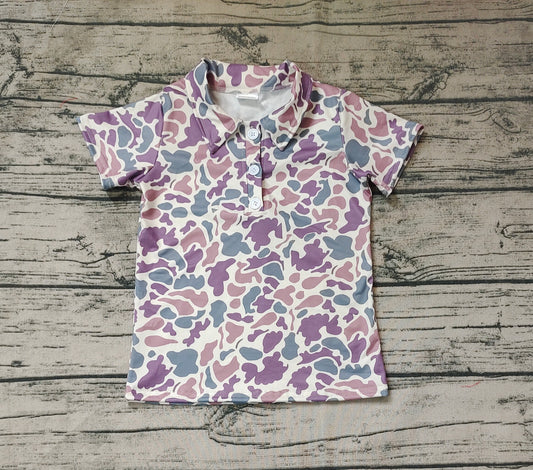 Baby Boys Grey Camo Short Sleeve Buttons Tee Shirts Tops