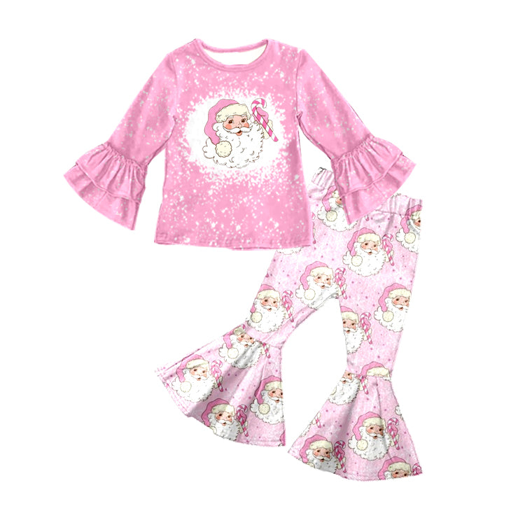Baby Girls Pink Christmas Santa Top Bell Pants Clothes Sets preorder(moq 5)