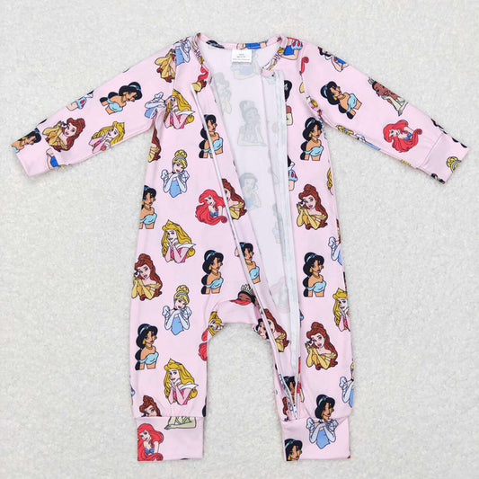 Baby Infant Girls Long Sleeve Princess Zip Rompers