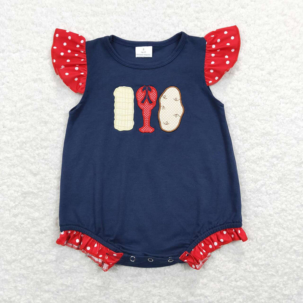 Baby Infant Girls Crawfish Boiled Potato Flutter Sleeve Rompers