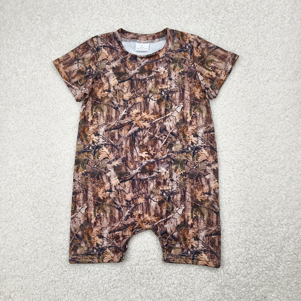 Preorder moq 5 Baby Boys Real Tree Camo Short Sleeve Rompers