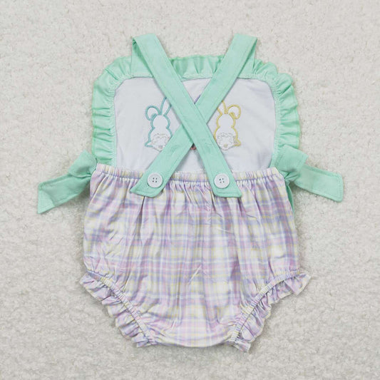 Baby Girls Easter Rabbits Bows Straps Rompers