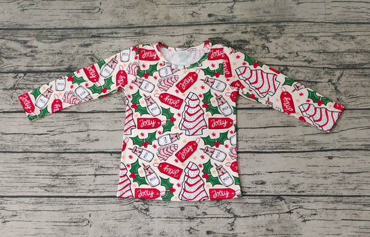 Baby Girls Christmas Tree Cake Long Sleeve Tee Shirts Tops