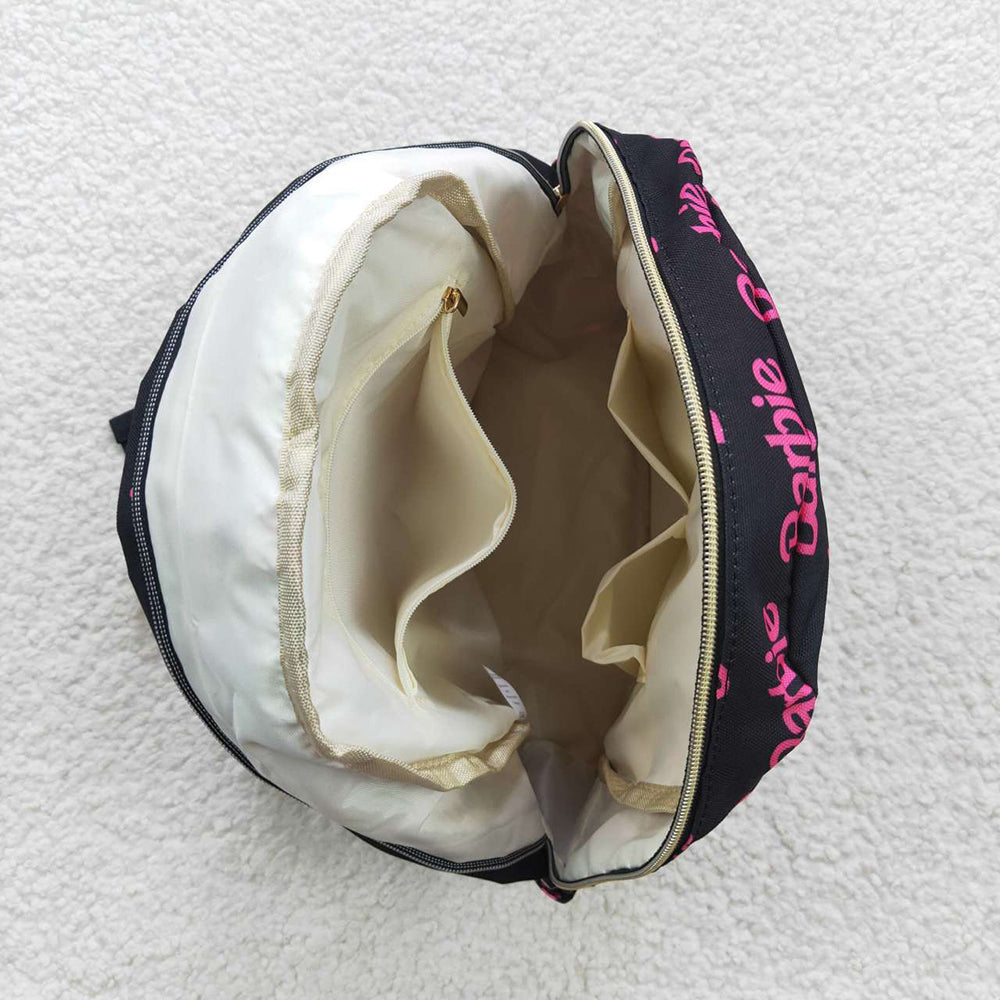 Baby Kids Doll Words Black Pink Back Bags