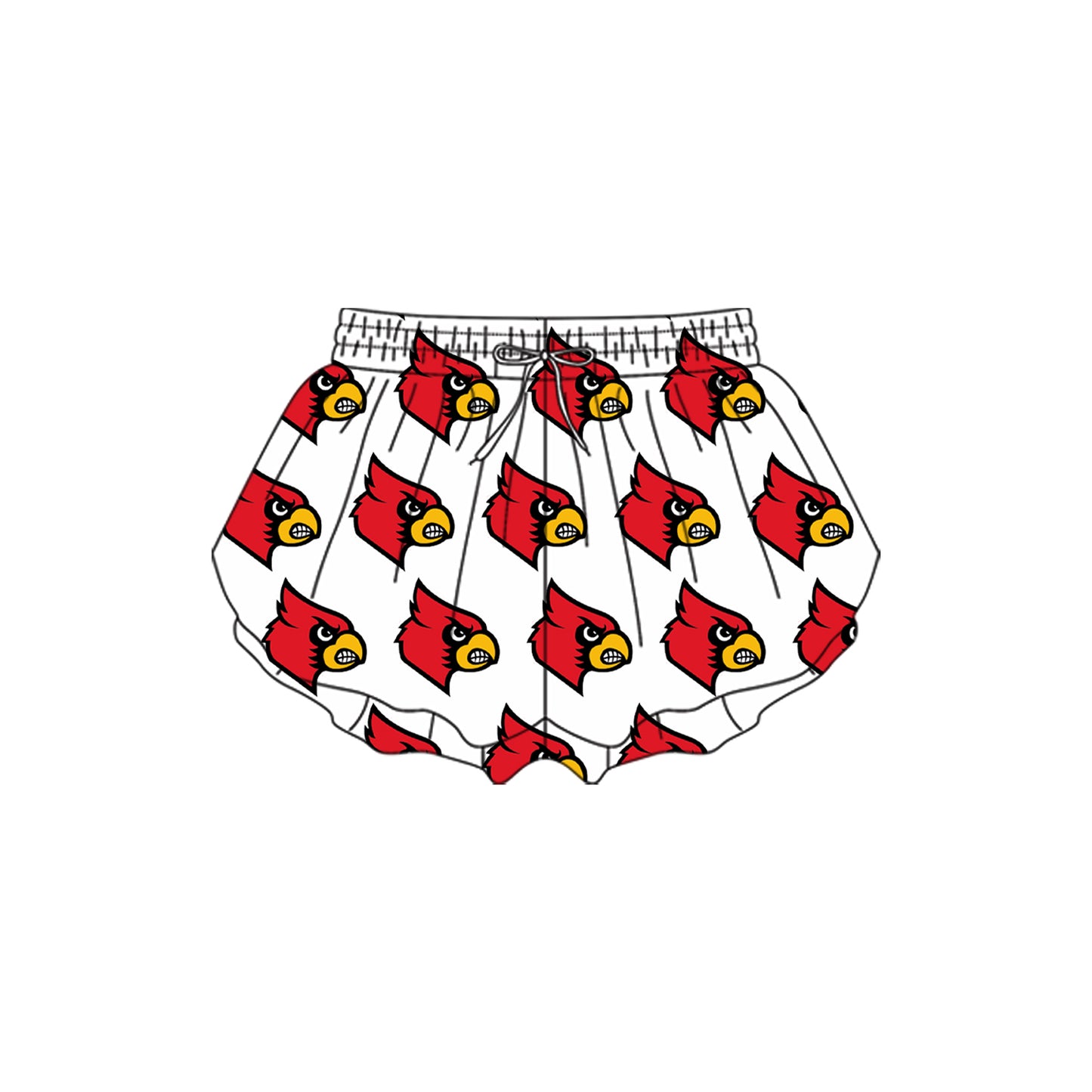Preorder(moq 5) Baby Girls white cardinals Yoga Team Ruffle Shorts
