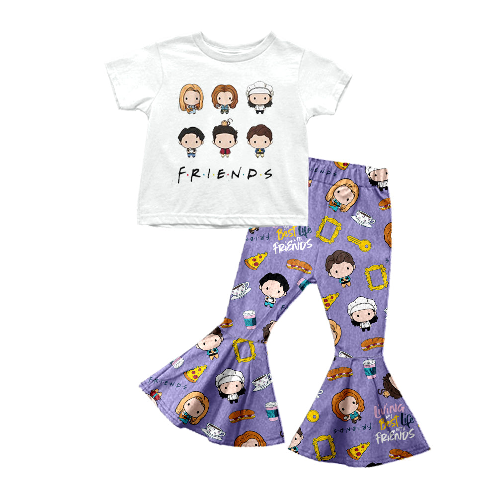 Baby Girls Friend Short Sleeve Shirt Bell Pants Clothes Sets Preorder(moq 5)