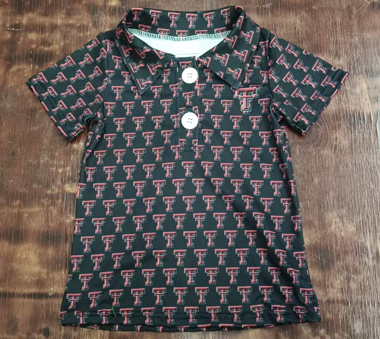 Preorder moq 5 Baby Boys Black Short Sleeves Red T Button Polo Shirts Top