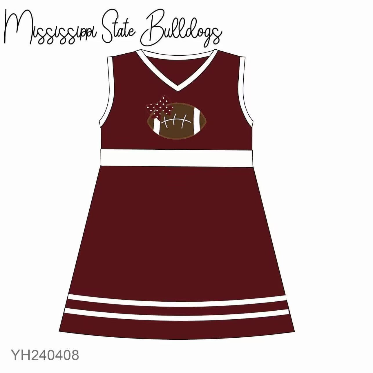 Preorder moq 5 Baby Girls Mississippi Team Sleeveless Knee Length Dresses