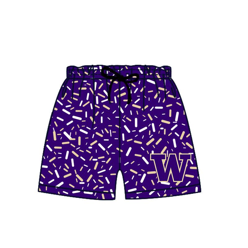 Preorder (moq 5)Baby Boys Purple W Drip Team Shorts Bottoms