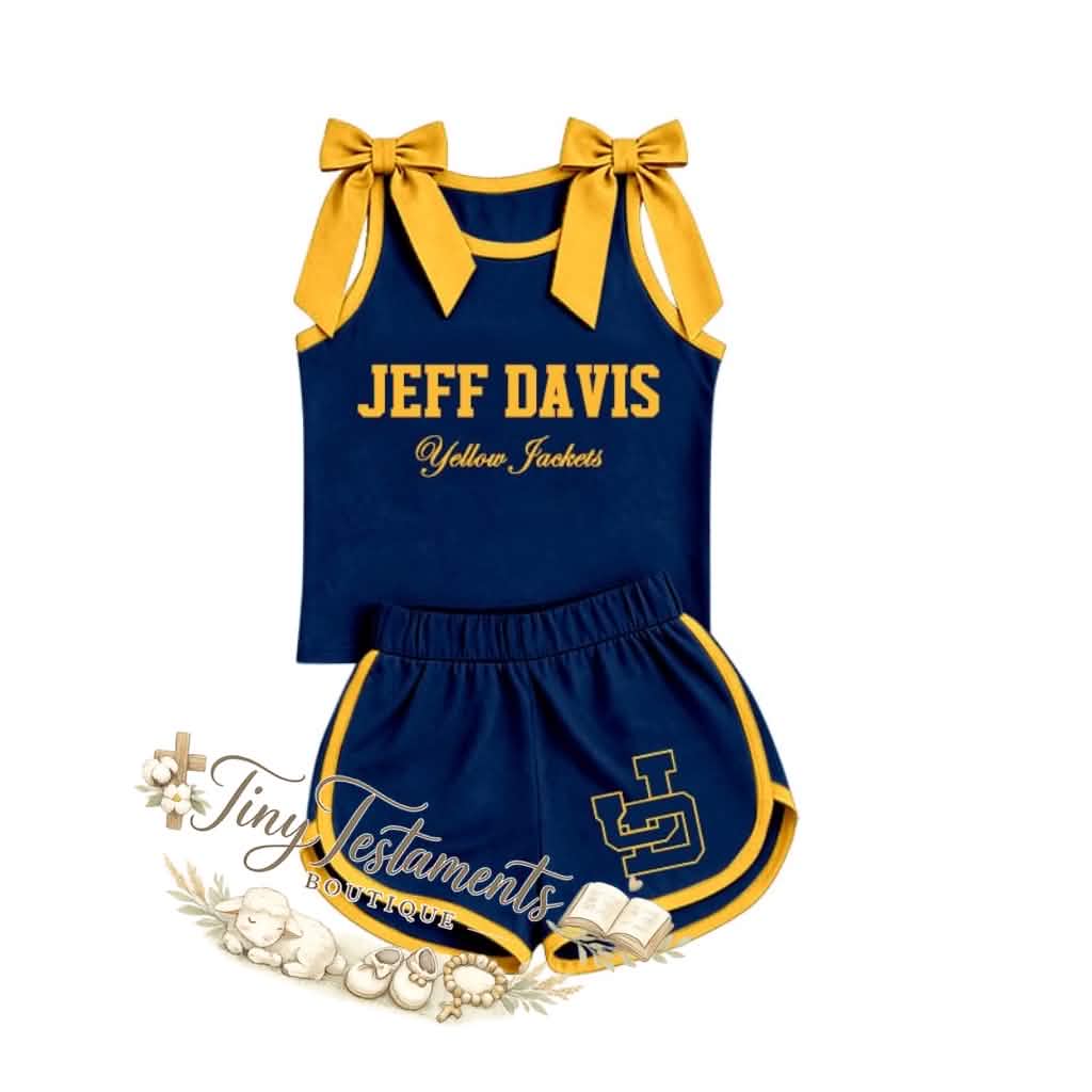 Preorder (moq 5)Baby Girls Jeff Davis Team Bows Shirts Shorts Clothes Sets