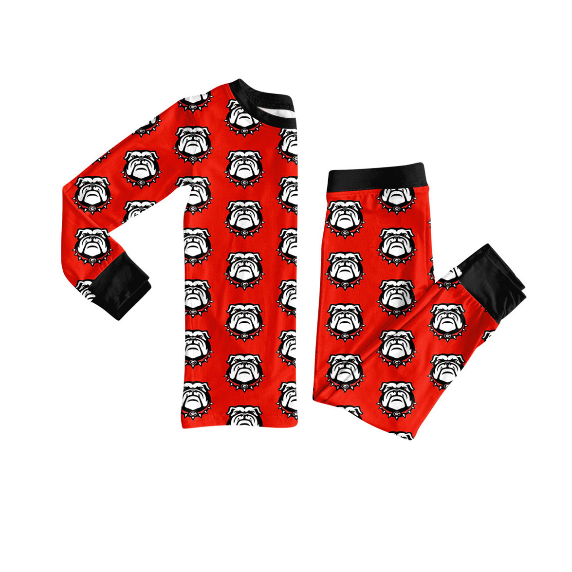 Preorder (moq 5)Baby Girls Red Long Sleeves Team Dogs Plaid Top Pants Pajamas Set