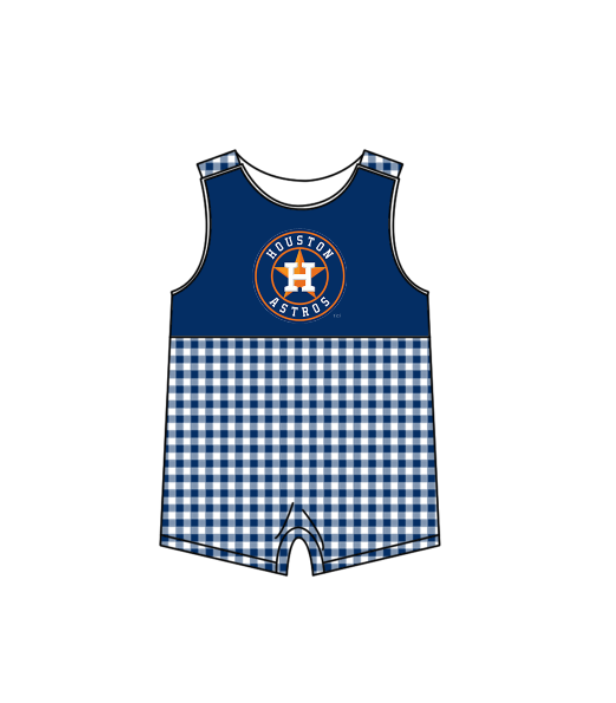 Preorder (moq 5)Baby Boys Sleeveless H Stars Checked Team Rompers
