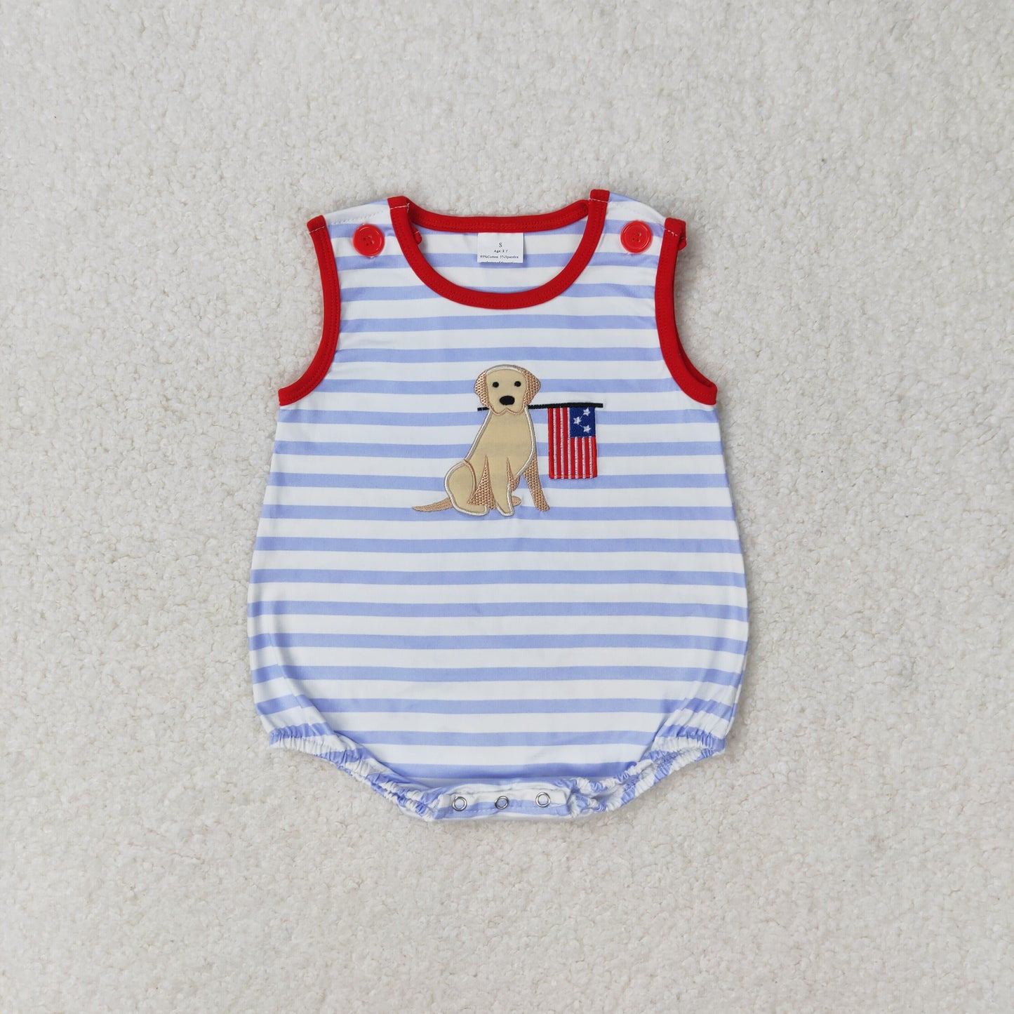 Baby Girls 4th Of July Dog Flag Sibling Rompers Clothing Sets
