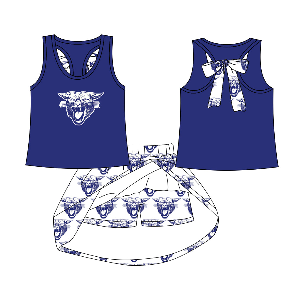 Preorder (moq 5)Baby Girls Lovington Wildcats team Top Skirt Skort Sets