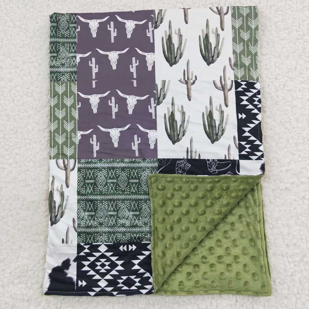 Baby Kids Cactus Cow Minky Blankets