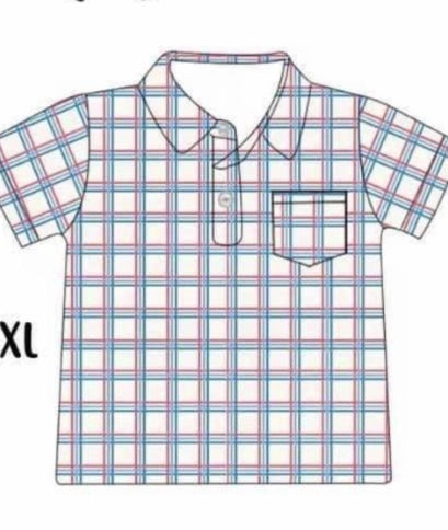 Baby Boys Green Plaid Pocket Short Sleeve Tee Shirts Tops Preorder(moq 5)