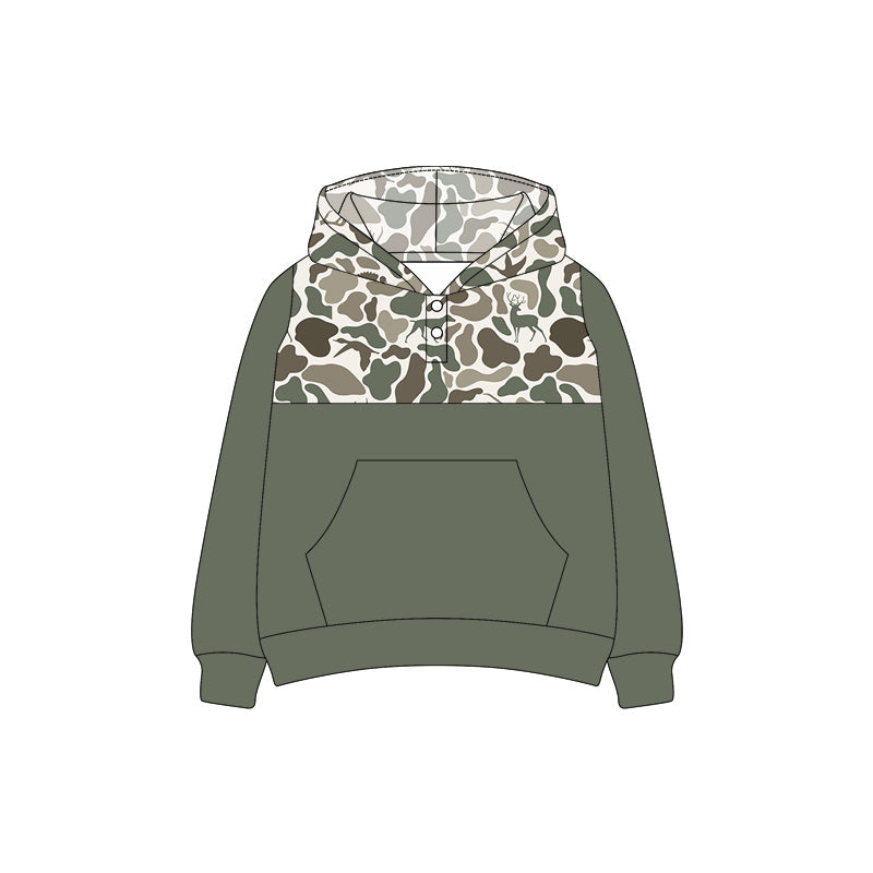 Preorder (moq 5)Baby Boys Southern Deer Camouflage Hooded Pullovers Tee Shirts