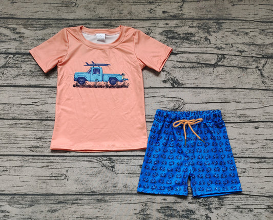 Baby Boys Truck Shirt Top Crab Shorts Outfits Clothes Sets