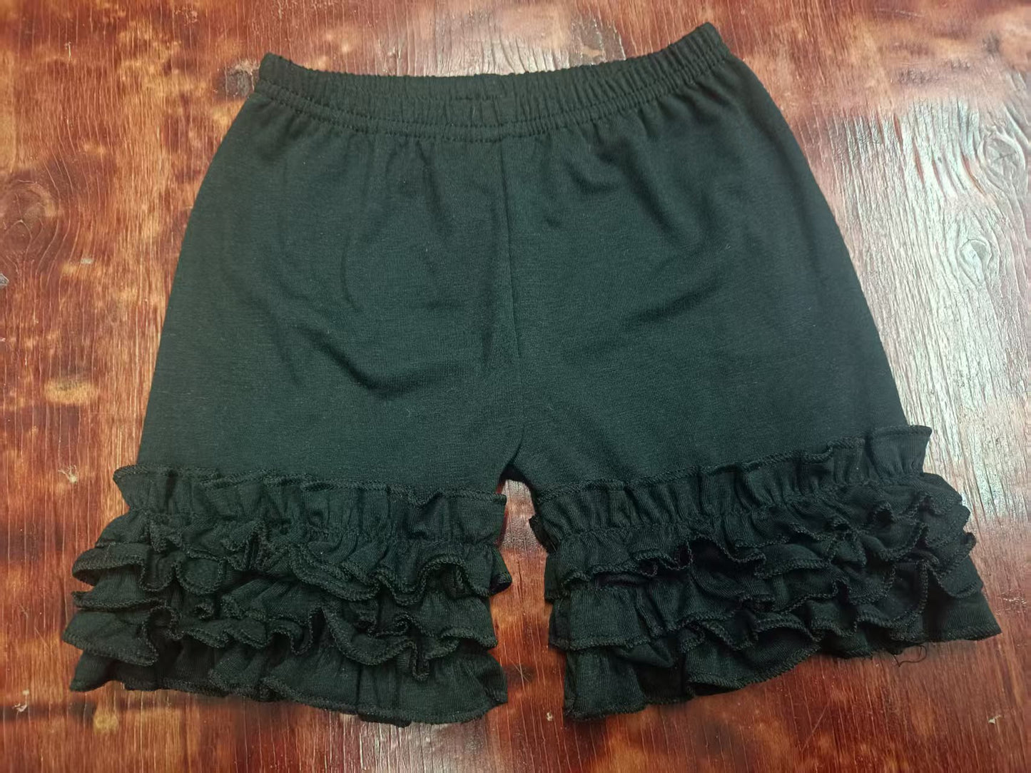 Preorder moq 5 Baby Girls Black Ruffle Summers Shorts Bottoms