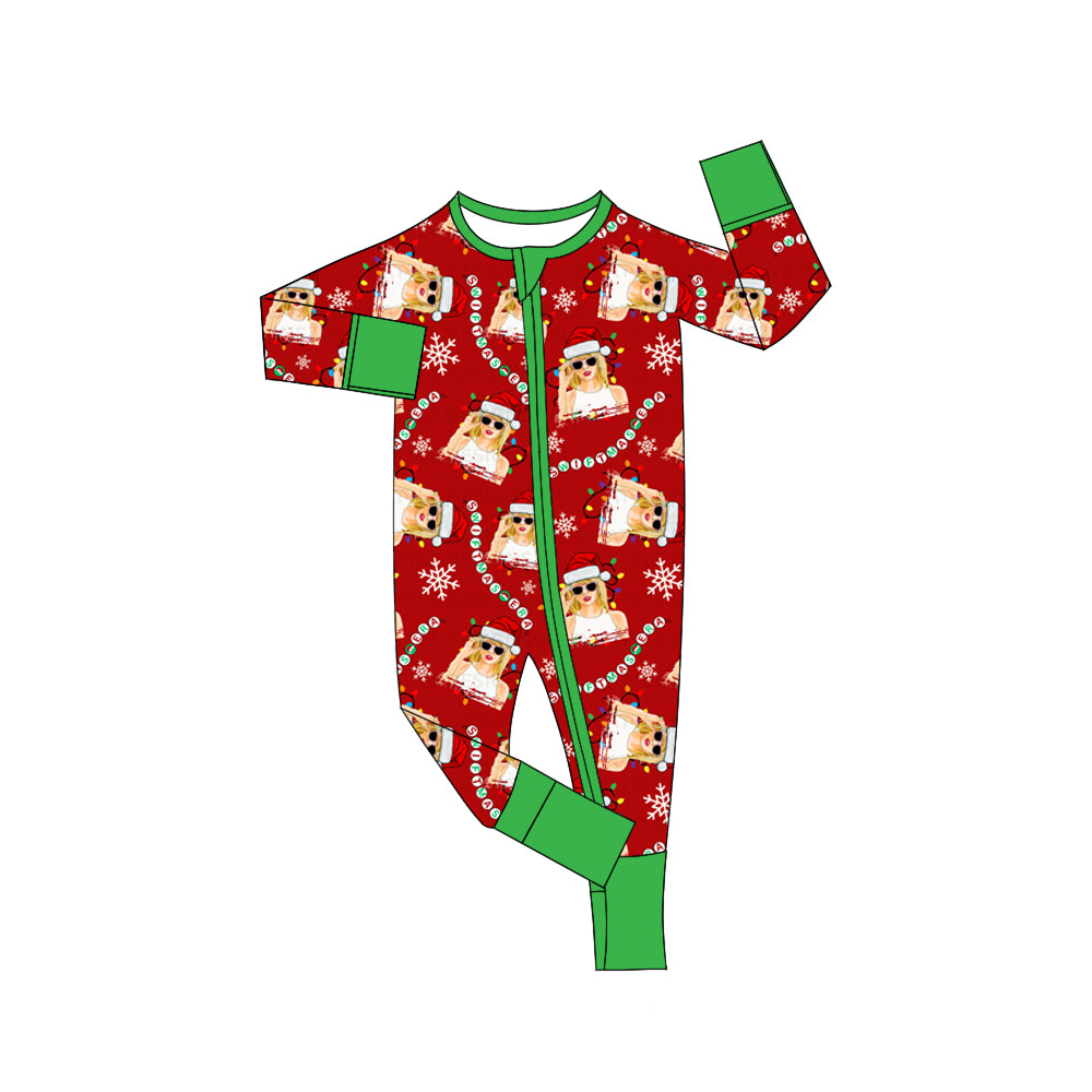 Baby Toddler Girls Christmas Singer Era Long Sleeve Zip Rompers preorder(moq 5)