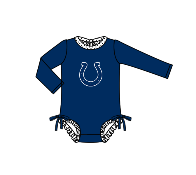 Preorder moq 5 Baby Girls Navy Long Sleeve Colts Team Swimsuits