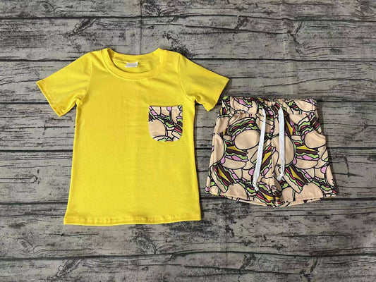 Baby Boys Hamburger Taco Shirt Top Shorts Clothes Sets